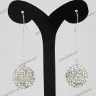 1 PAIR CLEAR SWAROVSKI CRYSTAL 925 STERLING SILVER BALL DANGLE EARRINGS 14MM