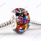 1PC MULTICOLOR SWAROVSKI CRYSTAL TRUE 925 STERLING SILVER EUROPEAN CHARM BEAD