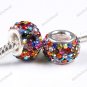 1PC MULTICOLOR SWAROVSKI CRYSTAL TRUE 925 STERLING SILVER EUROPEAN CHARM BEAD