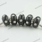 5X CLEAR CRYSTAL BLACK POLYMER CLAY EUROPEAN BIG HOLE CHARM LOOSE BEADS FINDINGS