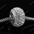 CLEAR SWAROVSKI CRYSTAL TRUE 925 SILVER EUROPEAN CHARM BEAD