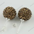 COFFEE SWAROVSKI CRYSTAL BALL 925 SILVER EARRINGS 10MM