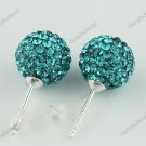 TURQUOISE SWAROVSKI CRYSTAL 925 SILVER EARRINGS 10MM
