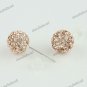 1 PAIR PEACH SWAROVSKI CRYSTAL TRUE 925 SILVER BALL STUD EARRINGS 8MM
