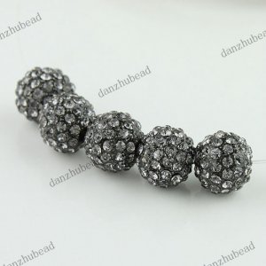 5X GRAY CRYSTAL DISCO BALL SPACER LOOSE BEADS JEWELRY FINDINGS 10MM