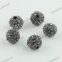 5X GRAY CRYSTAL DISCO BALL SPACER LOOSE BEADS JEWELRY FINDINGS 10MM
