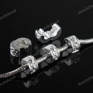 20PCS SILVER 6X9MM EUROPEAN STOPPER CLIP/LOCKS CHARM BEADS FINDING WHOLESALE