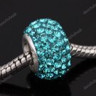 TRUE SILVER TURQUOISE SWAROVSKI CRYSTAL EUROPEAN BEAD