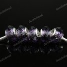 5X LIGHT PURPLE FACETED CRYSTAL GLASS CHARM EUROPEAN BEADS FIINDINGS