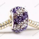 DOUBLE LAVENDER SWAROVSKI CRYSTAL 925 SILVER CHARM BEAD