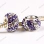 DOUBLE LAVENDER SWAROVSKI CRYSTAL 925 SILVER CHARM BEAD