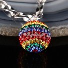 TRUE SILVER RAINBOW SWAROVSKI CRYSTAL BALL PENDANT 14MM