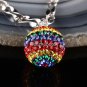 TRUE SILVER RAINBOW SWAROVSKI CRYSTAL BALL PENDANT 14MM