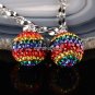 TRUE SILVER RAINBOW SWAROVSKI CRYSTAL BALL PENDANT 14MM
