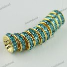 50X OCEAN BLUE CRYSTAL GOLD SPACER LOOSE BEADS JEWELRY FINDINGS WHOLESALE 10MM