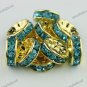 50X OCEAN BLUE CRYSTAL GOLD SPACER LOOSE BEADS JEWELRY FINDINGS WHOLESALE 10MM