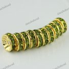 50X OLIVE CRYSTAL GOLD SPACER LOOSE BEADS JEWELRY FINDINGS WHOLESALE 10MM