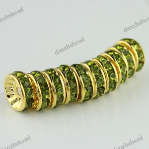 50X OLIVE CRYSTAL GOLD SPACER LOOSE BEADS JEWELRY FINDINGS WHOLESALE 10MM