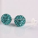 SILVER STICK ROYAL BLUE SWAROVSKI CRYSTAL EARRINGS 8MM