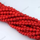 6MM FIRE RED TURQUOISE HOWLITE ROUND BALL LOOSE BEADS FINIDINGS STRAND