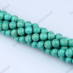 6MM TEXTURE TURQUOISE HOWLITE ROUND BALL LOOSE BEADS FINDINGS 1 STRAND