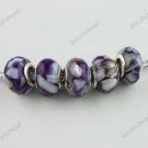 5X PURPLE SHELL RESIN CHARM EUROPEAN BEADS JEWELRY FINDINGS FIT BRACELET