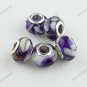 5X PURPLE SHELL RESIN CHARM EUROPEAN BEADS JEWELRY FINDINGS FIT BRACELET