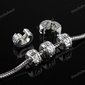 50PCS SILVER "S" EUROPEAN STOPPER CLIP/LOCKS CHARM BEADS FINDING WHOLESALE