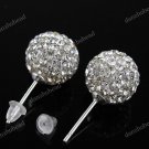 CLEAR SWAROVSKI CRYSTAL BALL 925 SILVER EARRINGS 10MM