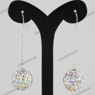 1 PAIR CLEAR AB SWAROVSKI CRYSTAL 925 STERLING SILVER BALL DANGLE EARRINGS 14MM