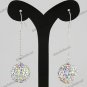 1 PAIR CLEAR AB SWAROVSKI CRYSTAL 925 STERLING SILVER BALL DANGLE EARRINGS 14MM