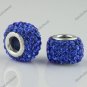 1PC SAPPHIRE BLUE SWAROVSKI CRYSTAL TRUE 925 SILVER SQUARE EUROPEAN CHARM BEAD