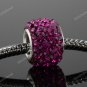 1PC MAGENTA SWAROVSKI CRYSTAL TRUE 925 SILVER SQUARE EUROPEAN CHARM BEAD