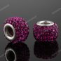 1PC MAGENTA SWAROVSKI CRYSTAL TRUE 925 SILVER SQUARE EUROPEAN CHARM BEAD