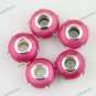 5X CLEAR CRYSTAL FUCHSIA POLYMER CLAY EUROPEAN CHARM LOOSE BEADS FINDINGS
