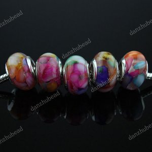 50X MULTICOLOR SHELL RESIN CHARM EUROPEAN BEADS JEWELRY FINDINGS WHOLESALE LOTS