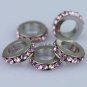 20PCS PINK CRYSTAL 5MM HOLE EUROPEAN CHARM BEADS FINDINGS