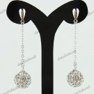 1 PAIR CLEAR SWAROVSKI CRYSTAL TRUE 925 SILVER BALL DANGLE EARRINGS 10MM