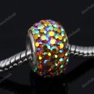 TRUE SILVER AB GOLDEN SWAROVSKI CRYSTAL EUROPEAN BEAD