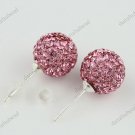 PINK SWAROVSKI CRYSTAL BALL 925 SILVER EARRINGS 10MM