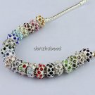 100X WHOLESALE MIX CRYSTAL SILVER BIG HOLE CHARM BEADS