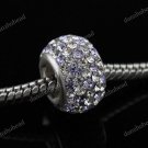 SWAROVSKI CRYSTAL TRUE 925 SILVER EUROPEAN CHARM BEAD CLEAR & VIOLET