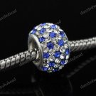 SWAROVSKI CRYSTAL TRUE 925 SILVER EUROPEAN CHARM BEAD CLEAR & SAPPHIRE BLUE