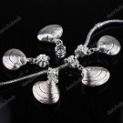 5X SILVER BIG HOLE EUROPEAN CHARM BEADS SEA SHELL PENDANT FIT BRACELET