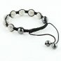 1X ADJUSTABLE MACRAME CLEAR SWAROVSKI CRYSTAL DISCO BALL HEMATITE BRACELET