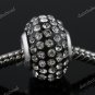 1X CLEAR CRYSTAL BIG HOLE RESIN EUROPEAN BLACK CHARM BEAD FINDINGS FIT BRACELET