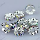 50X CLEAR AB CRYSTAL SILVER SPACER LOOSE BEADS FINDINGS WHOLESALE LOTS 6MM