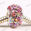 1X CLEAR & PINK AB SWAROVSKI CRYSTAL AUTHENTIC 925 SILVER EUROPEAN BEAD