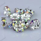50X CLEAR AB CRYSTAL SILVER SPACER LOOSE BEADS DIY FINDINGS WHOLESALE LOTS 8MM