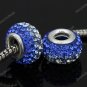 CLEAR BLUE SWAROVSKI CRYSTAL 925 SILVER EUROPEAN BEAD
